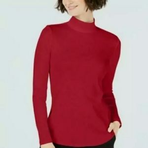 Charter Club Pima Cotton Mockneck Small Top